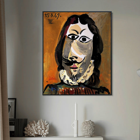 INVIN ART Framed Canvas Giclee Print Art 1969 Tete d'homme 9 by Pablo Picasso Wall Art Living Room Home Office Decorations
