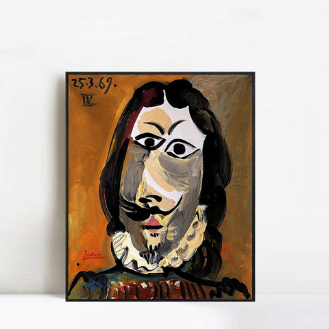 INVIN ART Framed Canvas Giclee Print Art 1969 Tete d'homme 9 by Pablo Picasso Wall Art Living Room Home Office Decorations