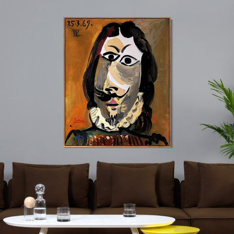 INVIN ART Framed Canvas Giclee Print Art 1969 Tete d'homme 9 by Pablo Picasso Wall Art Living Room Home Office Decorations