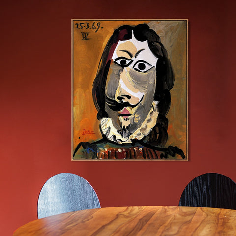 INVIN ART Framed Canvas Giclee Print Art 1969 Tete d'homme 9 by Pablo Picasso Wall Art Living Room Home Office Decorations