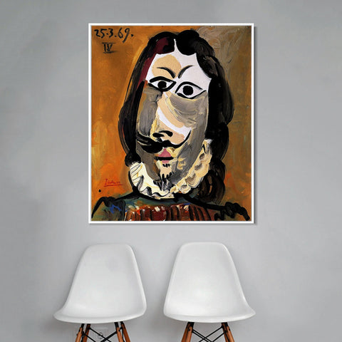 INVIN ART Framed Canvas Giclee Print Art 1969 Tete d'homme 9 by Pablo Picasso Wall Art Living Room Home Office Decorations