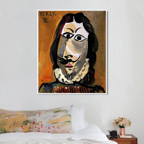 INVIN ART Framed Canvas Giclee Print Art 1969 Tete d'homme 9 by Pablo Picasso Wall Art Living Room Home Office Decorations