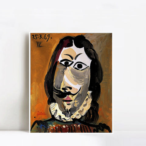 INVIN ART Framed Canvas Giclee Print Art 1969 Tete d'homme 9 by Pablo Picasso Wall Art Living Room Home Office Decorations