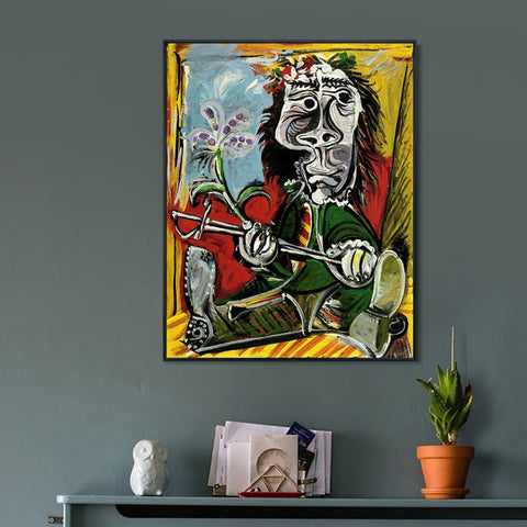 INVIN ART Framed Canvas Giclee Print Art 1969 Portrait de l'homme ?? l'??p??e et ?? la fleur by Pablo Picasso Wall Art Living Room Home Office Decorations