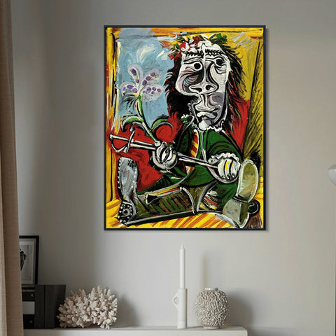 INVIN ART Framed Canvas Giclee Print Art 1969 Portrait de l'homme ?? l'??p??e et ?? la fleur by Pablo Picasso Wall Art Living Room Home Office Decorations