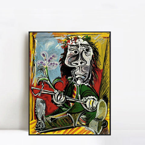 INVIN ART Framed Canvas Giclee Print Art 1969 Portrait de l'homme ?? l'??p??e et ?? la fleur by Pablo Picasso Wall Art Living Room Home Office Decorations