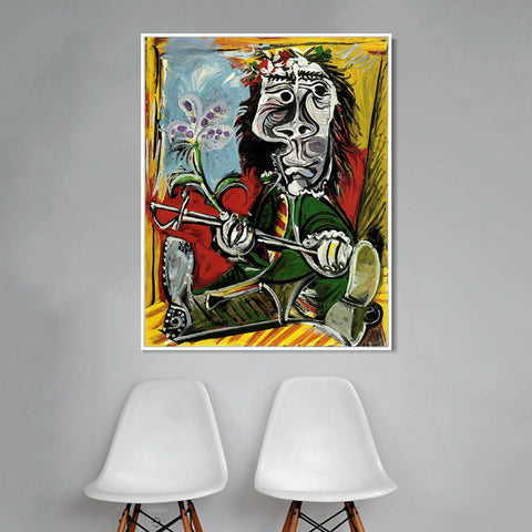 INVIN ART Framed Canvas Giclee Print Art 1969 Portrait de l'homme ?? l'??p??e et ?? la fleur by Pablo Picasso Wall Art Living Room Home Office Decorations