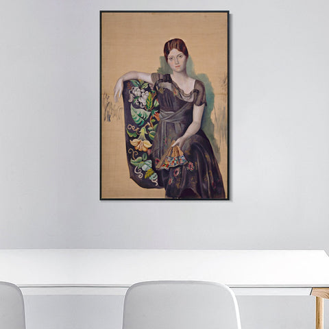 INVIN ART Framed Canvas Giclee Print Art 1917-18, Portrait d'Olga dans un fauteuil (Olga in an Armchair) by Pablo Picasso Wall Art Living Room Home Office Decorations
