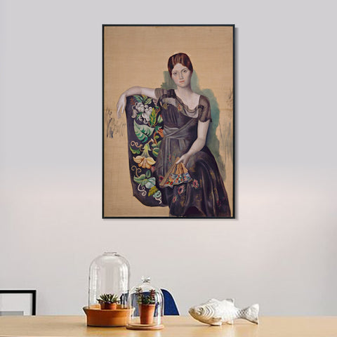 INVIN ART Framed Canvas Giclee Print Art 1917-18, Portrait d'Olga dans un fauteuil (Olga in an Armchair) by Pablo Picasso Wall Art Living Room Home Office Decorations