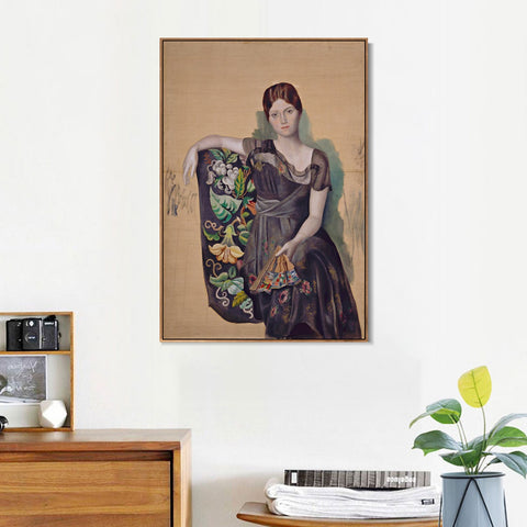 INVIN ART Framed Canvas Giclee Print Art 1917-18, Portrait d'Olga dans un fauteuil (Olga in an Armchair) by Pablo Picasso Wall Art Living Room Home Office Decorations