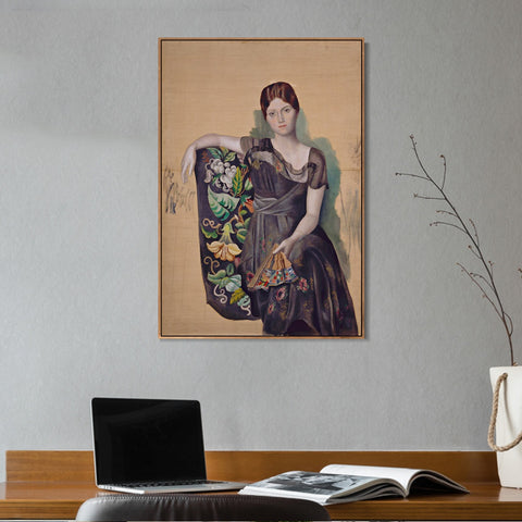 INVIN ART Framed Canvas Giclee Print Art 1917-18, Portrait d'Olga dans un fauteuil (Olga in an Armchair) by Pablo Picasso Wall Art Living Room Home Office Decorations