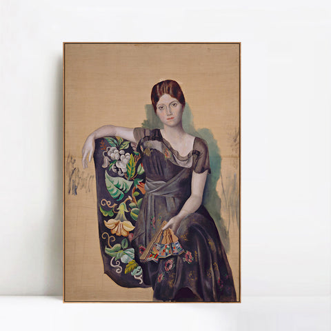 INVIN ART Framed Canvas Giclee Print Art 1917-18, Portrait d'Olga dans un fauteuil (Olga in an Armchair) by Pablo Picasso Wall Art Living Room Home Office Decorations