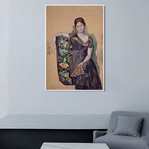 INVIN ART Framed Canvas Giclee Print Art 1917-18, Portrait d'Olga dans un fauteuil (Olga in an Armchair) by Pablo Picasso Wall Art Living Room Home Office Decorations