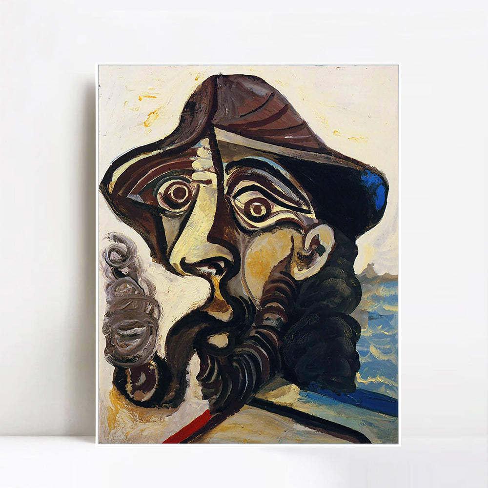 INVIN ART Framed Canvas Giclee Print Art 1971 Tete d'homme fumant une pipe (pour Jacqueline) by Pablo Picasso Wall Art Living Room Home Office Decorations