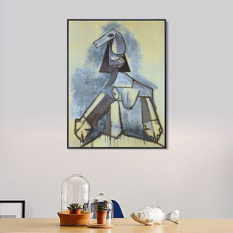 INVIN ART Framed Canvas Giclee Print Art 1941 Femme en gris et blanc by Pablo Picasso Wall Art Living Room Home Office Decorations