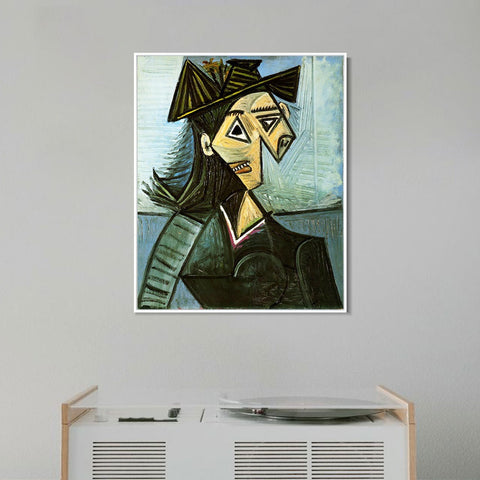 INVIN ART Framed Canvas Giclee Print Art 1942 Buste de femme au chapeau _fleurs by Pablo Picasso Wall Art Living Room Home Office Decorations