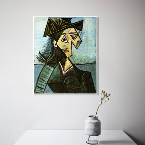INVIN ART Framed Canvas Giclee Print Art 1942 Buste de femme au chapeau _fleurs by Pablo Picasso Wall Art Living Room Home Office Decorations