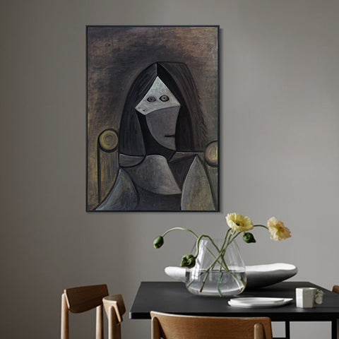 INVIN ART Framed Canvas Giclee Print Art 1944 Portrait de femme au fauteuil by Pablo Picasso Wall Art Living Room Home Office Decorations