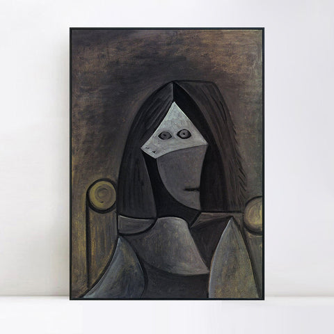 INVIN ART Framed Canvas Giclee Print Art 1944 Portrait de femme au fauteuil by Pablo Picasso Wall Art Living Room Home Office Decorations