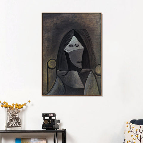 INVIN ART Framed Canvas Giclee Print Art 1944 Portrait de femme au fauteuil by Pablo Picasso Wall Art Living Room Home Office Decorations