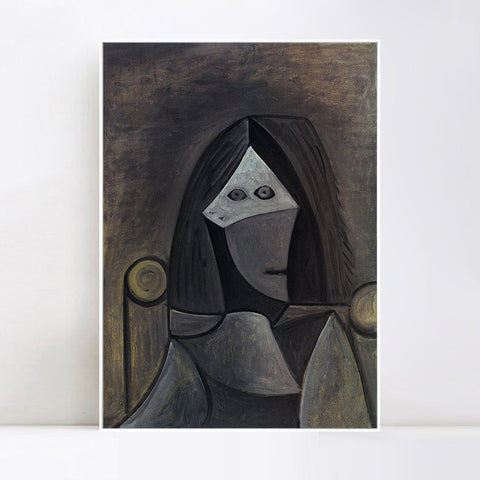 INVIN ART Framed Canvas Giclee Print Art 1944 Portrait de femme au fauteuil by Pablo Picasso Wall Art Living Room Home Office Decorations