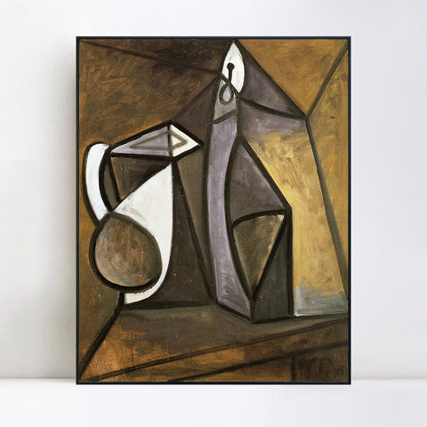 INVIN ART Framed Canvas Giclee Print Art 1945 Pichet et bougeoir 1 by Pablo Picasso Wall Art Living Room Home Office Decorations