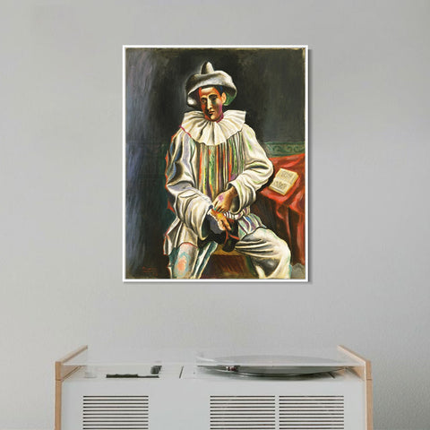 INVIN ART Framed Canvas Giclee Print Art 1918,Pierrot by Pablo Picasso Wall Art Living Room Home Office Decorations