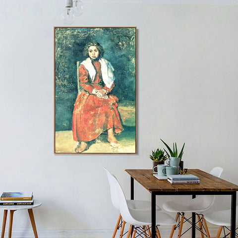 INVIN ART Framed Canvas Giclee Print Art the barefoot girl 1895 by Pablo Picasso Wall Art Living Room Home Office Decorations