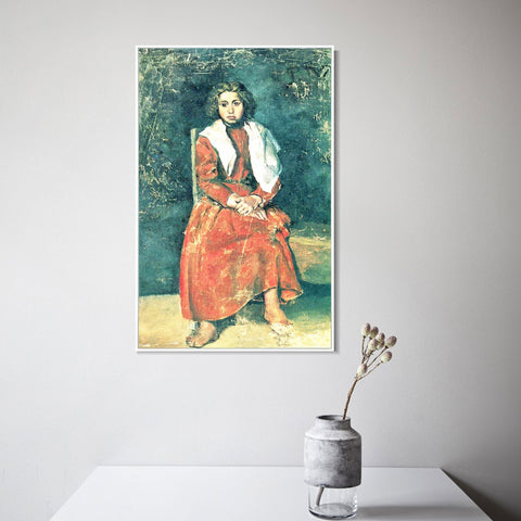 INVIN ART Framed Canvas Giclee Print Art the barefoot girl 1895 by Pablo Picasso Wall Art Living Room Home Office Decorations