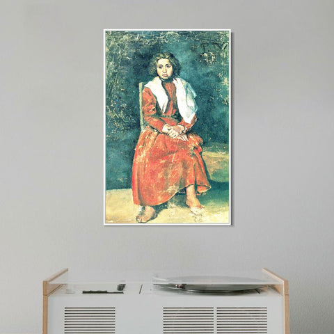 INVIN ART Framed Canvas Giclee Print Art the barefoot girl 1895 by Pablo Picasso Wall Art Living Room Home Office Decorations