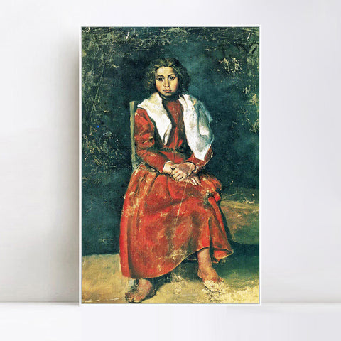 INVIN ART Framed Canvas Giclee Print Art the barefoot girl 1895 by Pablo Picasso Wall Art Living Room Home Office Decorations