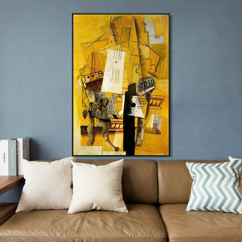 INVIN ART Framed Canvas Giclee Print Art 1914 Le guridon by Pablo Picasso Wall Art Living Room Home Office Decorations