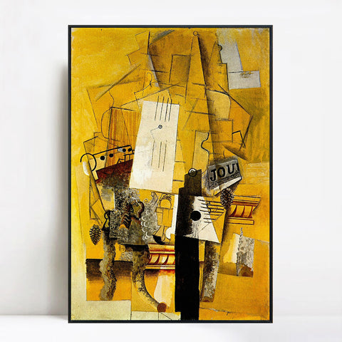INVIN ART Framed Canvas Giclee Print Art 1914 Le guridon by Pablo Picasso Wall Art Living Room Home Office Decorations