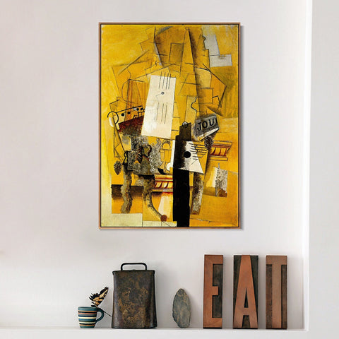 INVIN ART Framed Canvas Giclee Print Art 1914 Le guridon by Pablo Picasso Wall Art Living Room Home Office Decorations