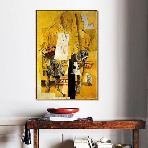 INVIN ART Framed Canvas Giclee Print Art 1914 Le guridon by Pablo Picasso Wall Art Living Room Home Office Decorations