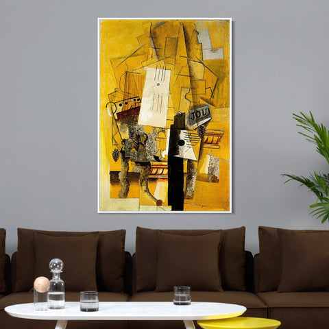 INVIN ART Framed Canvas Giclee Print Art 1914 Le guridon by Pablo Picasso Wall Art Living Room Home Office Decorations