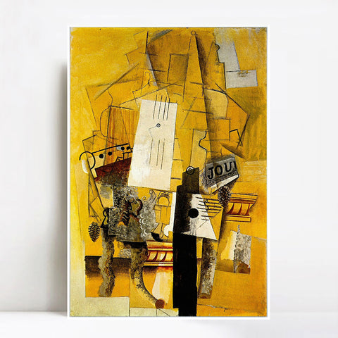 INVIN ART Framed Canvas Giclee Print Art 1914 Le guridon by Pablo Picasso Wall Art Living Room Home Office Decorations