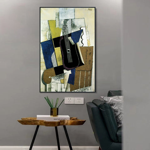 INVIN ART Framed Canvas Giclee Print Art 1915 Guitare et journal by Pablo Picasso Wall Art Living Room Home Office Decorations