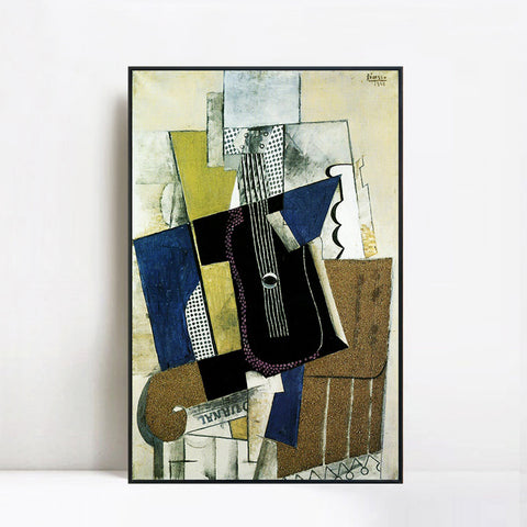 INVIN ART Framed Canvas Giclee Print Art 1915 Guitare et journal by Pablo Picasso Wall Art Living Room Home Office Decorations