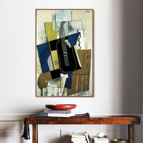 INVIN ART Framed Canvas Giclee Print Art 1915 Guitare et journal by Pablo Picasso Wall Art Living Room Home Office Decorations