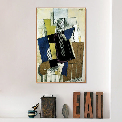 INVIN ART Framed Canvas Giclee Print Art 1915 Guitare et journal by Pablo Picasso Wall Art Living Room Home Office Decorations