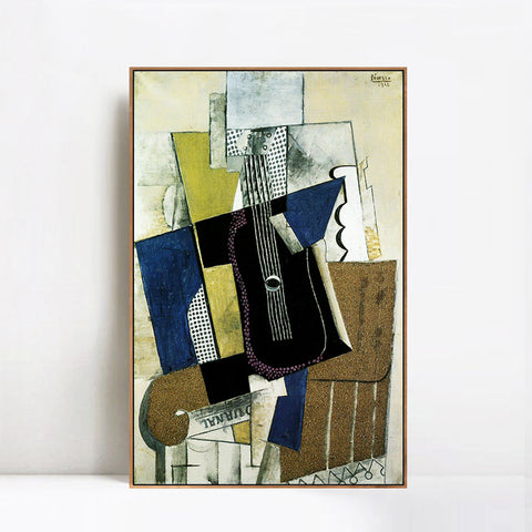 INVIN ART Framed Canvas Giclee Print Art 1915 Guitare et journal by Pablo Picasso Wall Art Living Room Home Office Decorations
