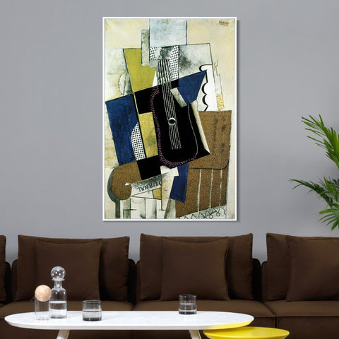 INVIN ART Framed Canvas Giclee Print Art 1915 Guitare et journal by Pablo Picasso Wall Art Living Room Home Office Decorations