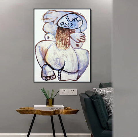 INVIN ART Framed Canvas Giclee Print Art 1971 Nu accroupi by Pablo Picasso Wall Art Living Room Home Office Decorations