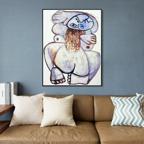 INVIN ART Framed Canvas Giclee Print Art 1971 Nu accroupi by Pablo Picasso Wall Art Living Room Home Office Decorations