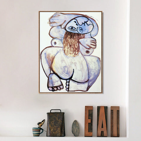 INVIN ART Framed Canvas Giclee Print Art 1971 Nu accroupi by Pablo Picasso Wall Art Living Room Home Office Decorations