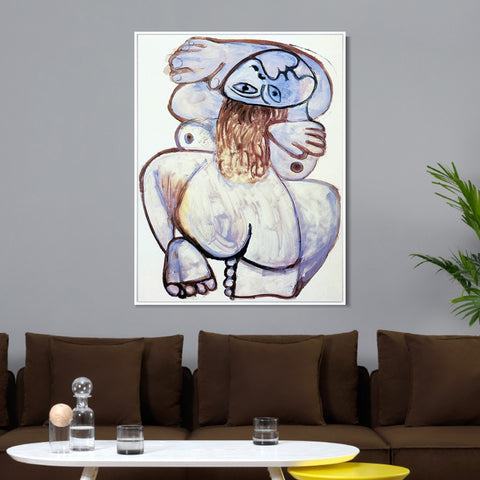 INVIN ART Framed Canvas Giclee Print Art 1971 Nu accroupi by Pablo Picasso Wall Art Living Room Home Office Decorations