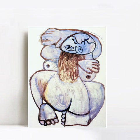 INVIN ART Framed Canvas Giclee Print Art 1971 Nu accroupi by Pablo Picasso Wall Art Living Room Home Office Decorations