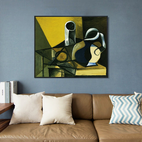 INVIN ART Framed Canvas Giclee Print Art 1943 Nature morte _la cruche et au verre [Verre et pichet] by Pablo Picasso Wall Art Living Room Home Office Decorations
