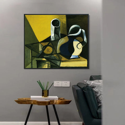 INVIN ART Framed Canvas Giclee Print Art 1943 Nature morte _la cruche et au verre [Verre et pichet] by Pablo Picasso Wall Art Living Room Home Office Decorations